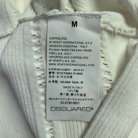 DSQUARED2 Size M White Rayon Polyamide Textured Short Sleeve Dress - Picture 12 of 15